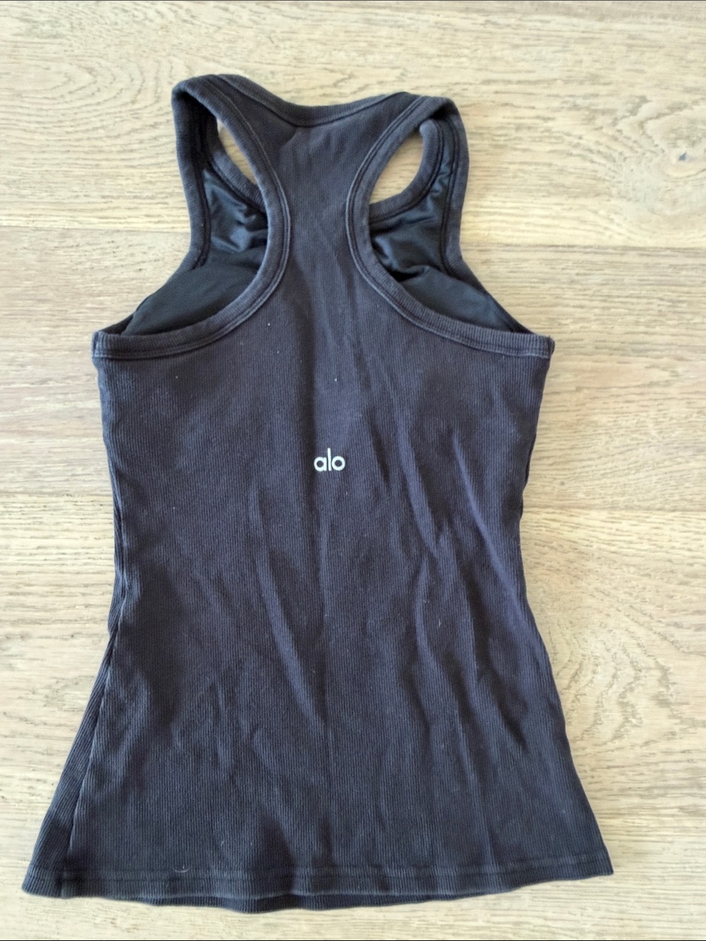 ALO Yoga Black Ribbed Racerback Tank - Picture 3 of 4